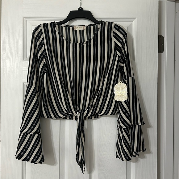 Altar'd State Tops - NWT Altar’d State Tie Front Top | Size XS | Pinstripe Crop Blouse